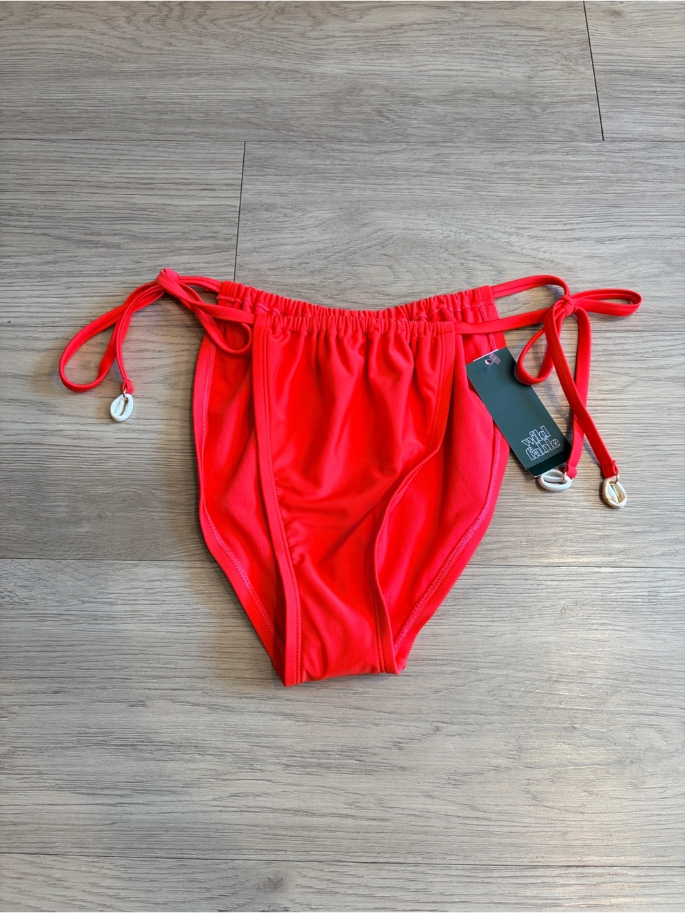 Wild Fable Red Side Tie High Leg Bikini Bottom Size M 8-10 NWT